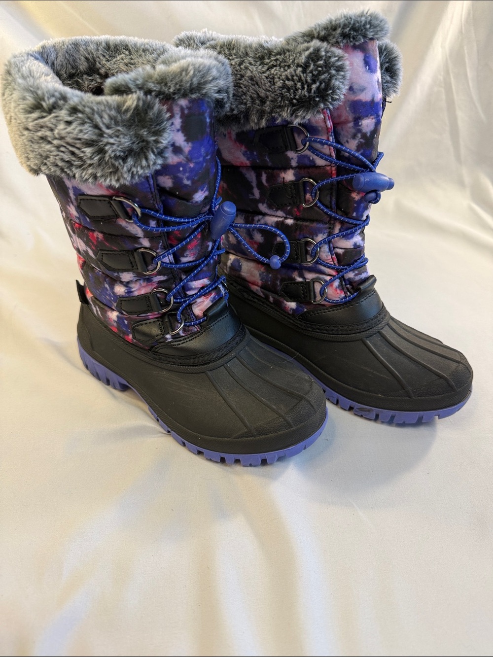 3M Thinsulate Kids Winter Snow Boots - Purple, Black & Pink Accents